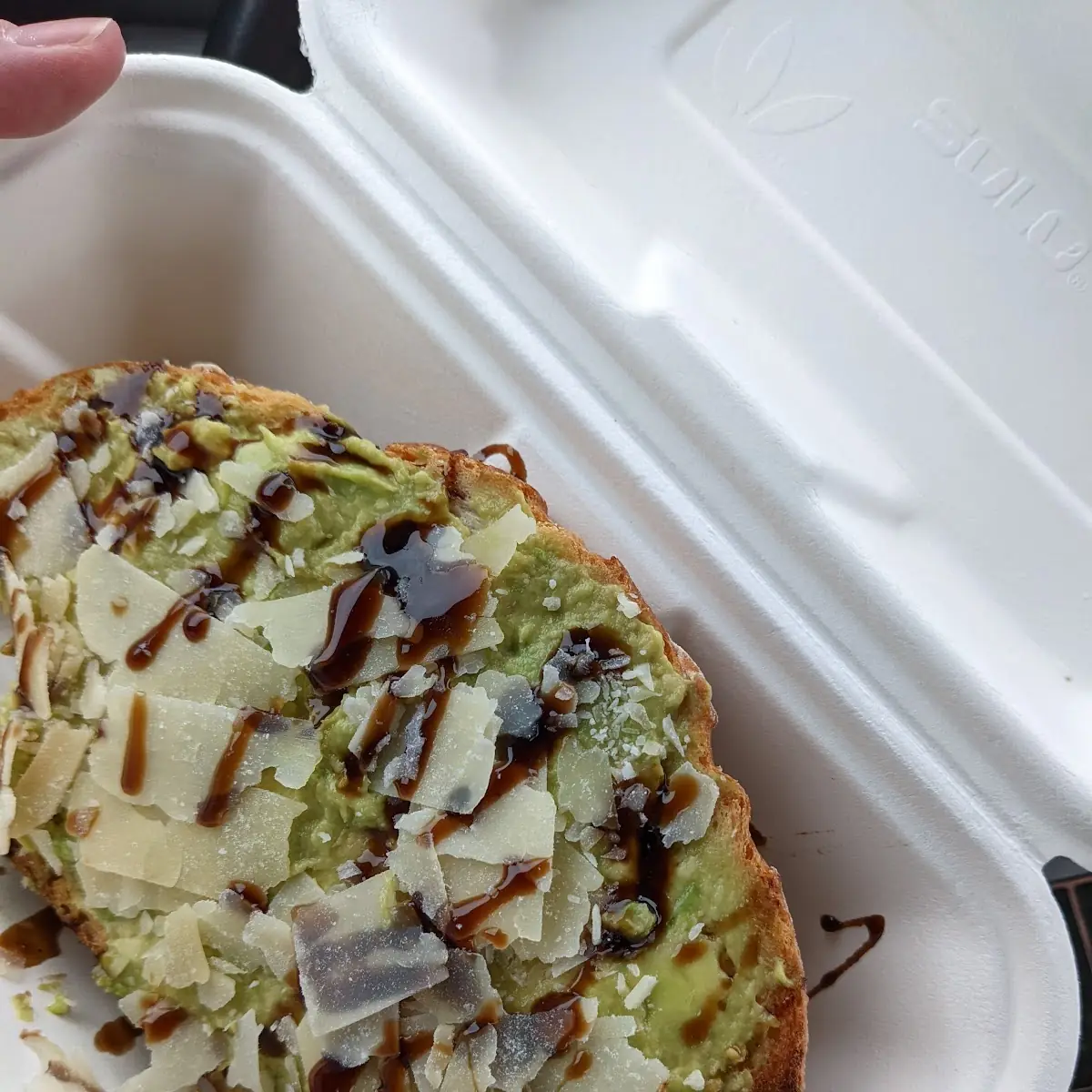 Avocado Toast with Shaved Parmesan and Balsamic Drizzle