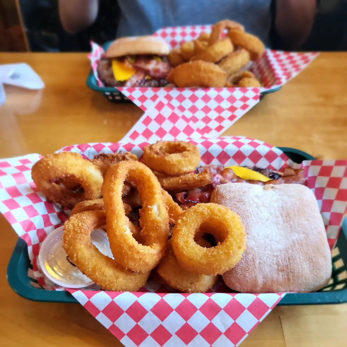 Rough Cut Burger with Onion Rings