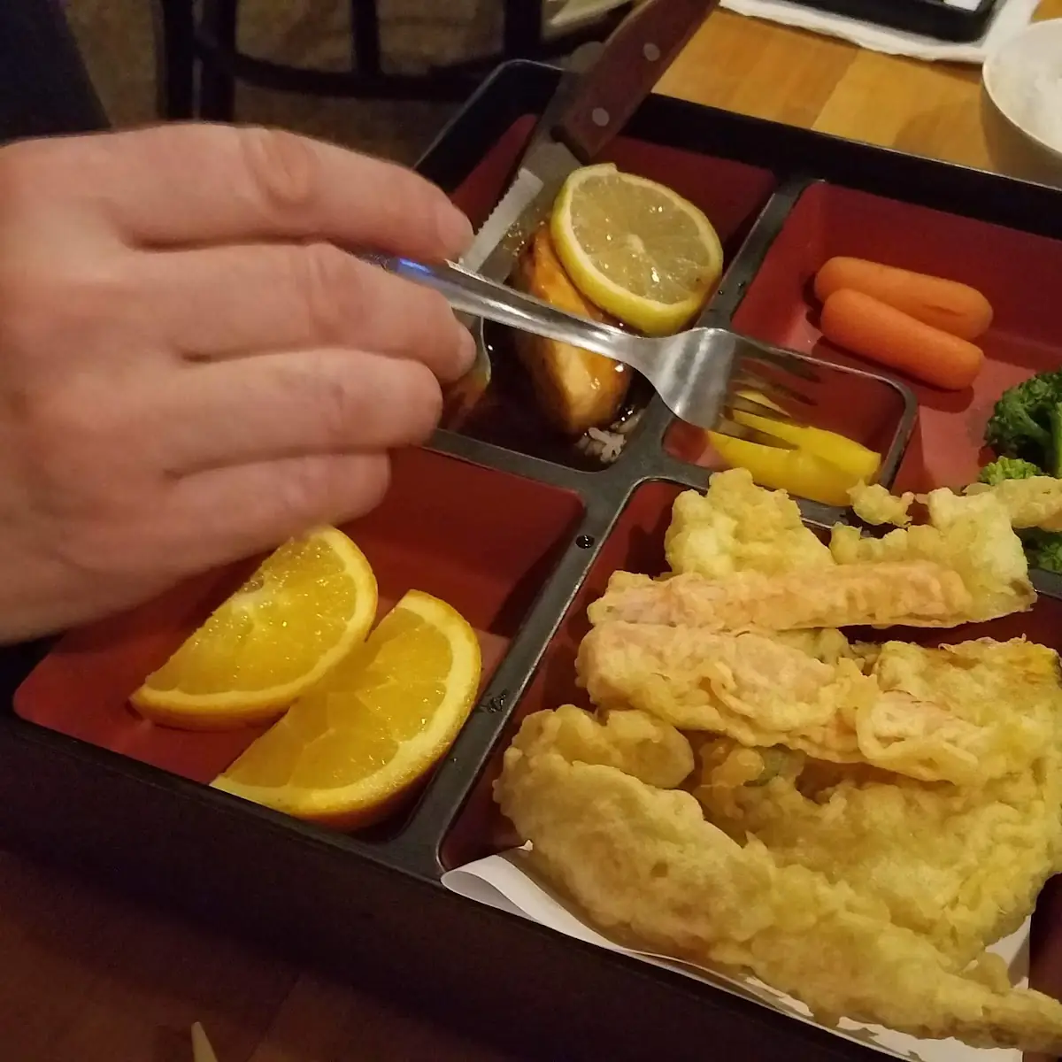 Salmon Teriyaki Bento Box with Tempura