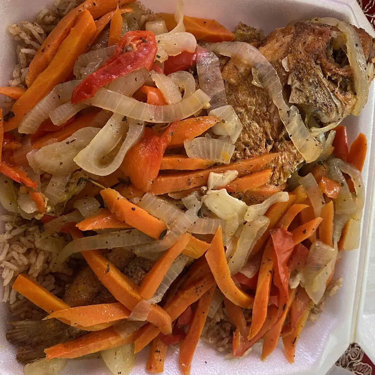 Red Snapper Rice and Beans with Cabbage