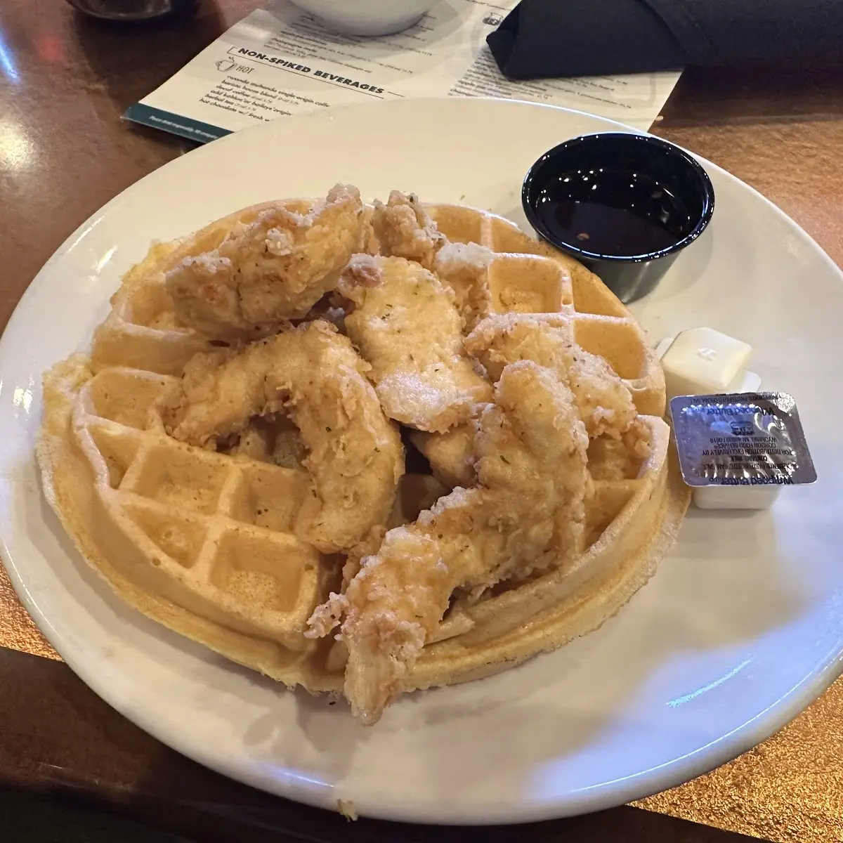 Chicken and Waffles w Scrambled Eggs