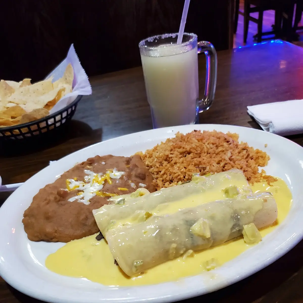 Beef Enchiladas Mexican Rice and Charo Beans