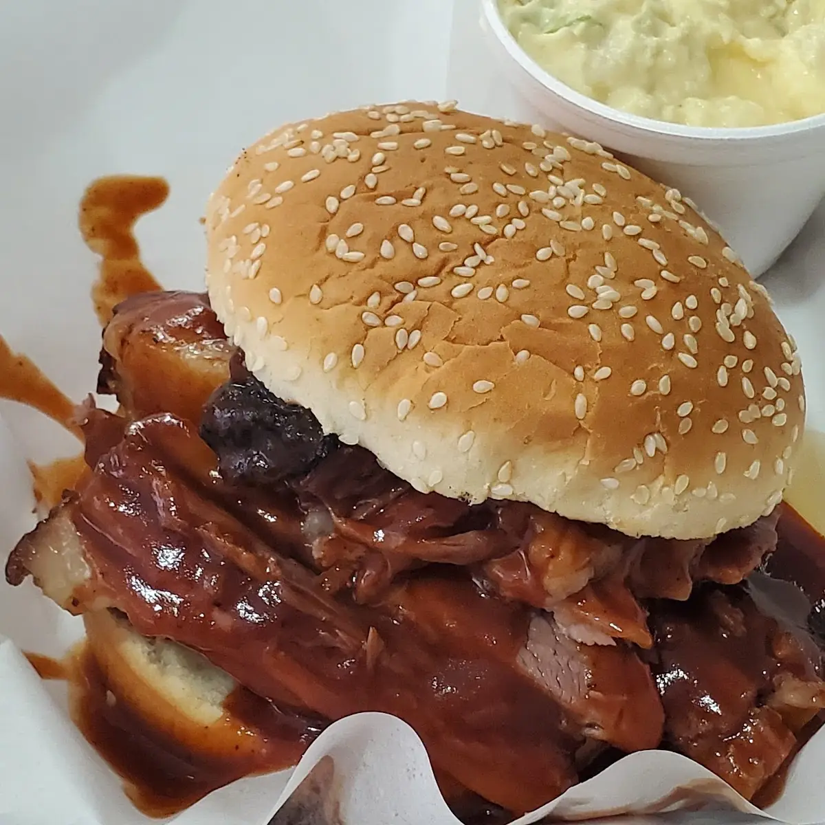 Brisket Sandwich and Potato Salad