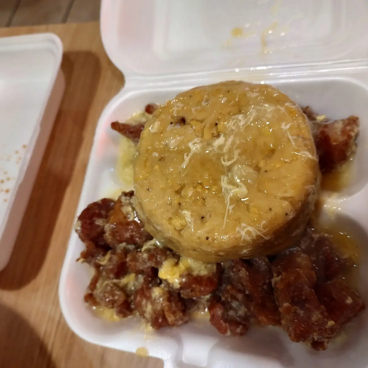 Mofongo with Lobster Sauce and Fried Pork