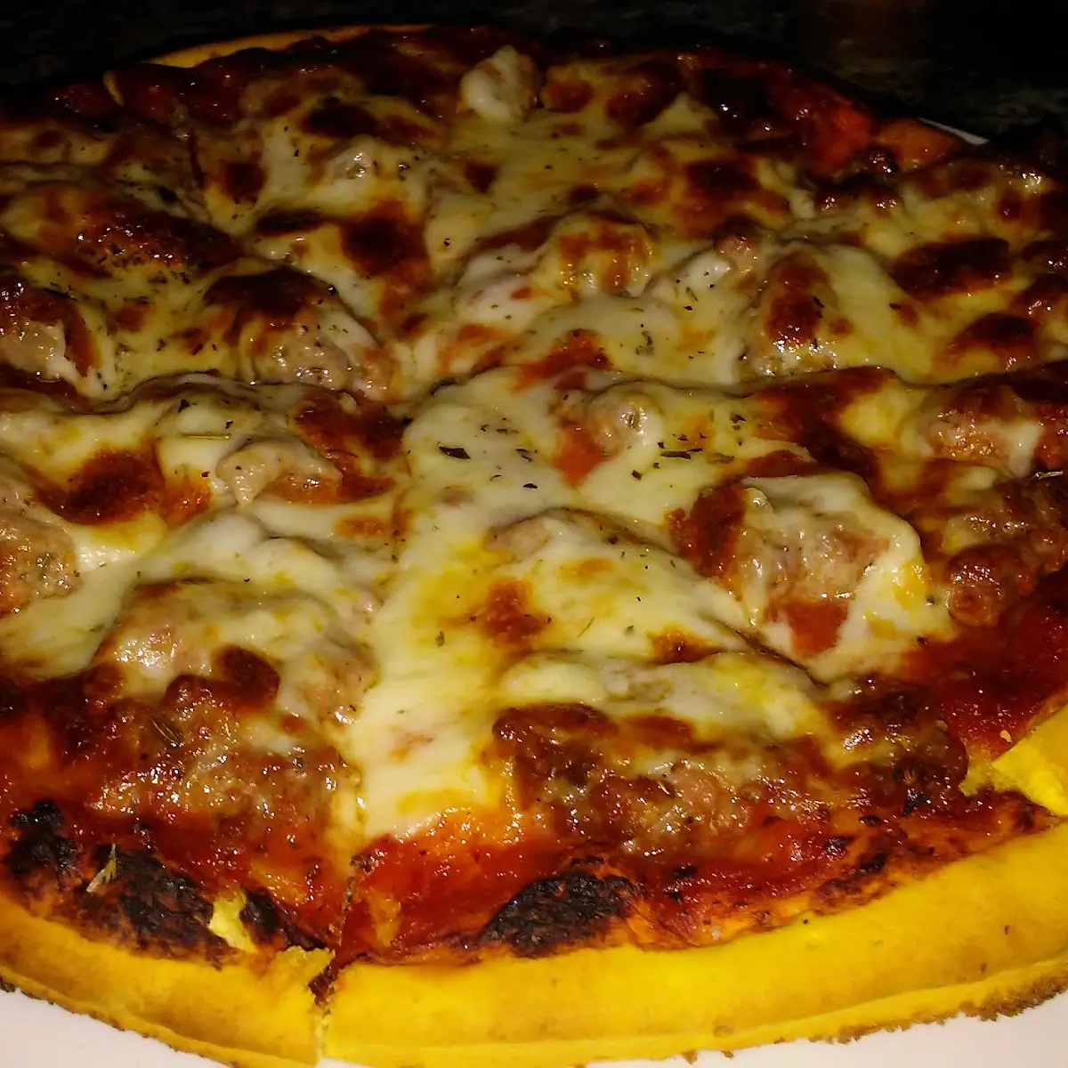 Deep Dish Pepperoni and Sausage Pizza