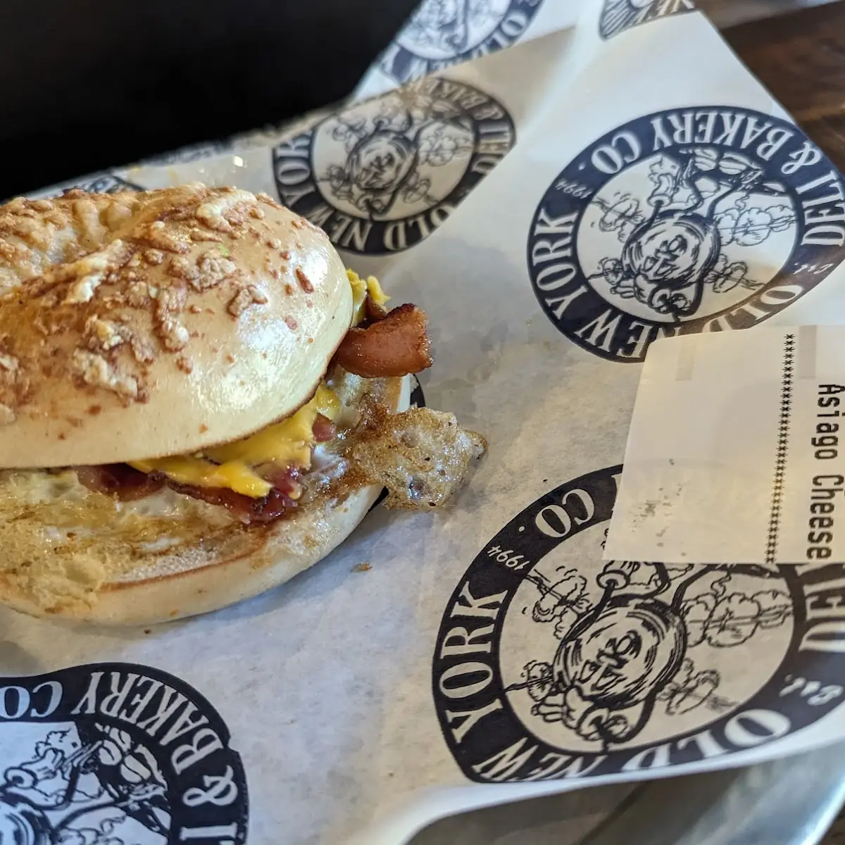 Bacon Egg & Cheese on Asiago Bagel Sandwich