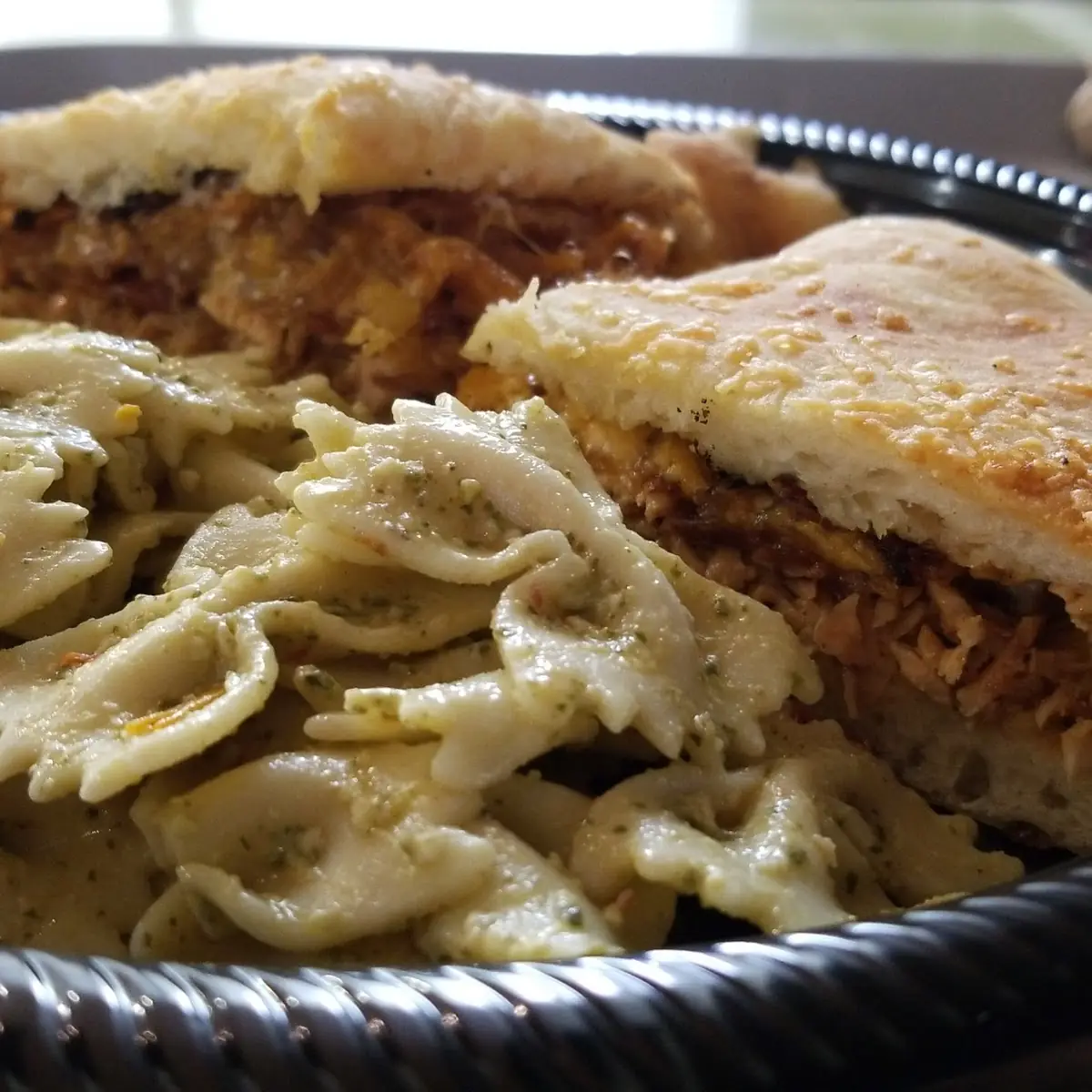 BBQ Chicken Flatbread with Pesto Pasta