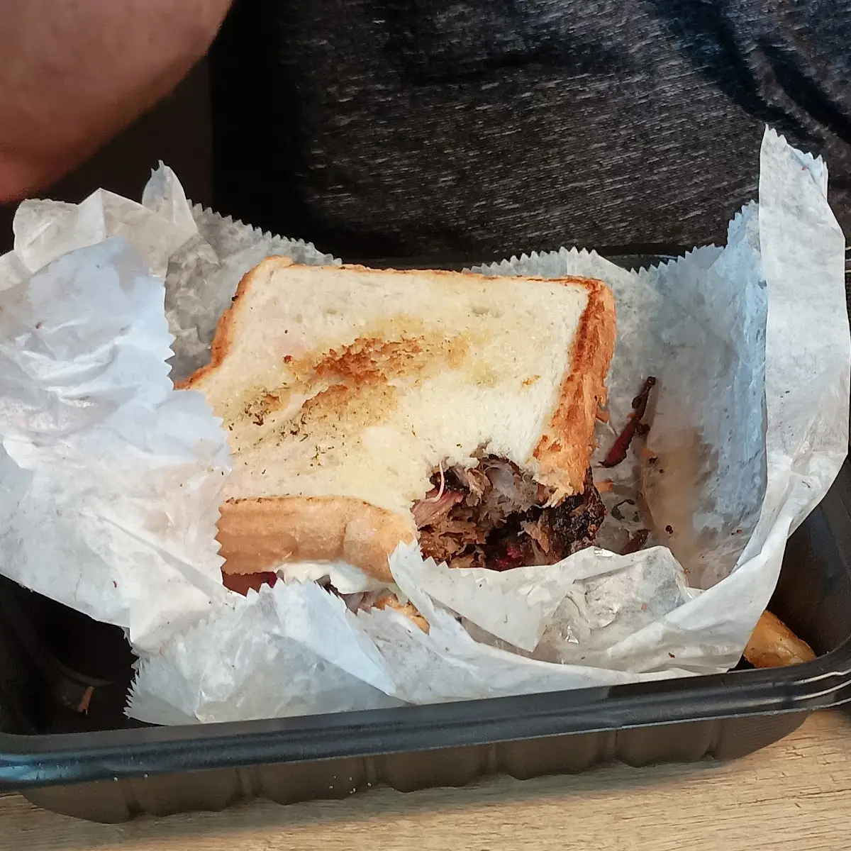 Brisket Sandwich and Baked Beans