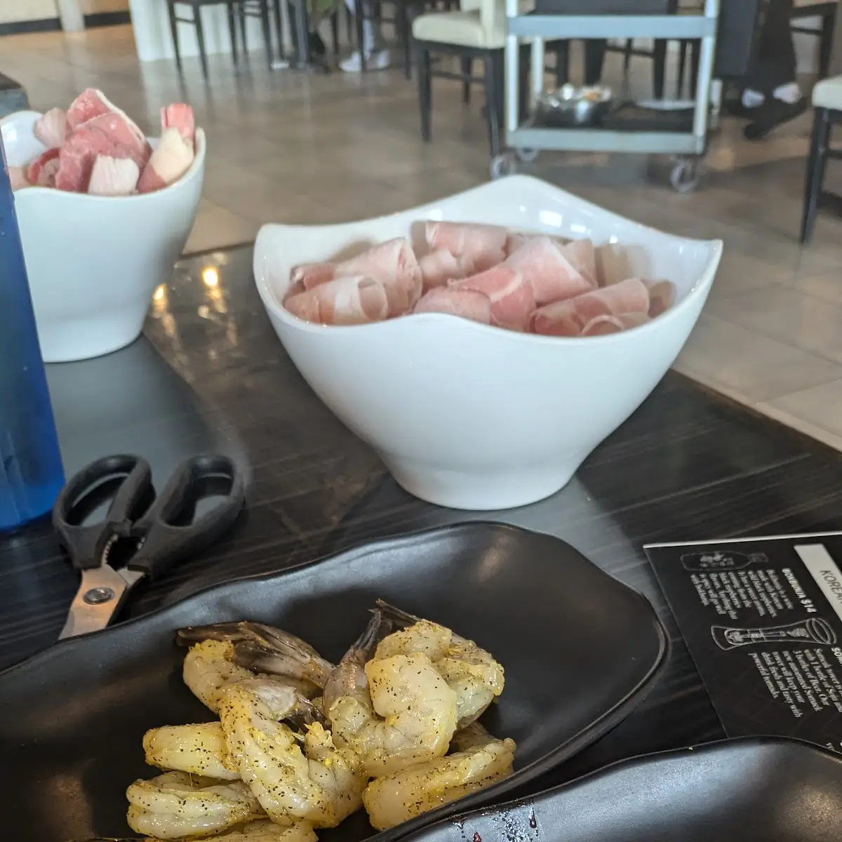 Lemon Pepper Shrimp Squid Thin Pork Belly and Beef Brisket