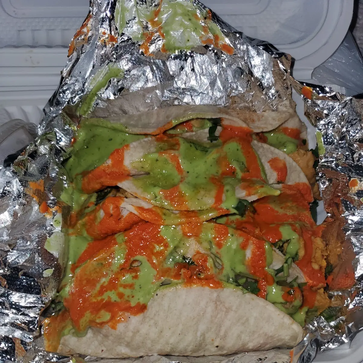 Chicken Tacos with Hot Sauce