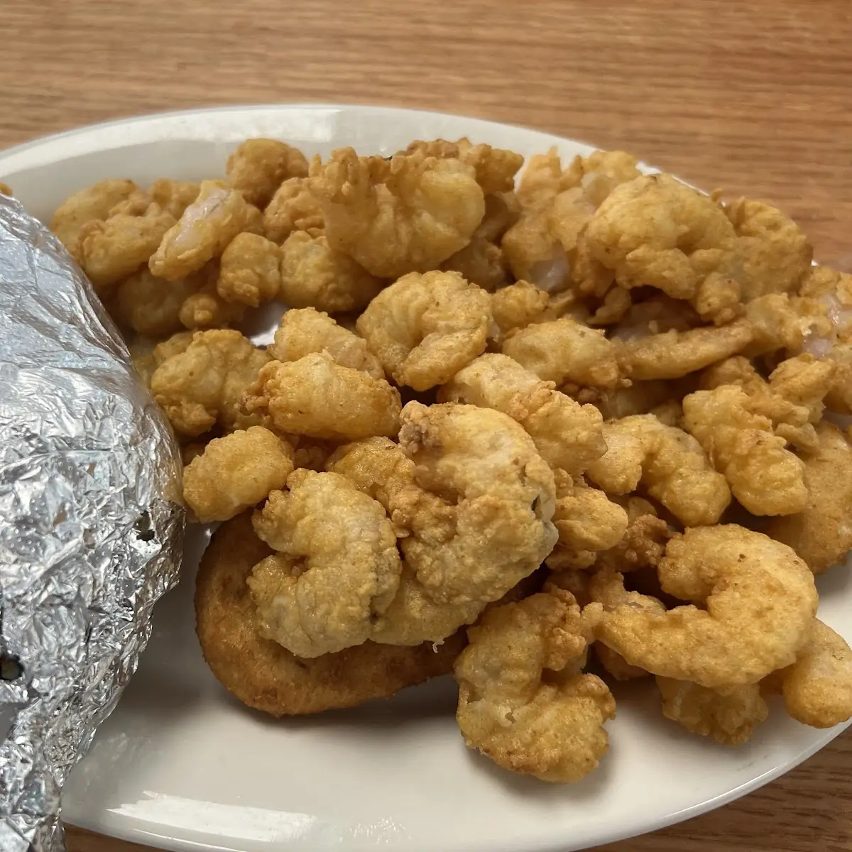 White Fish and Shrimp and Baked Potato