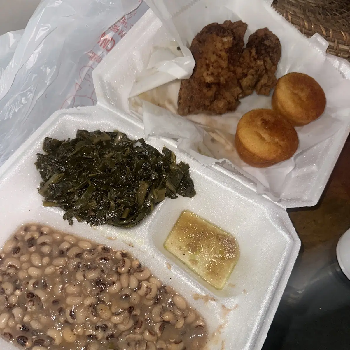 Chittlins Greens and Mac and Cheese