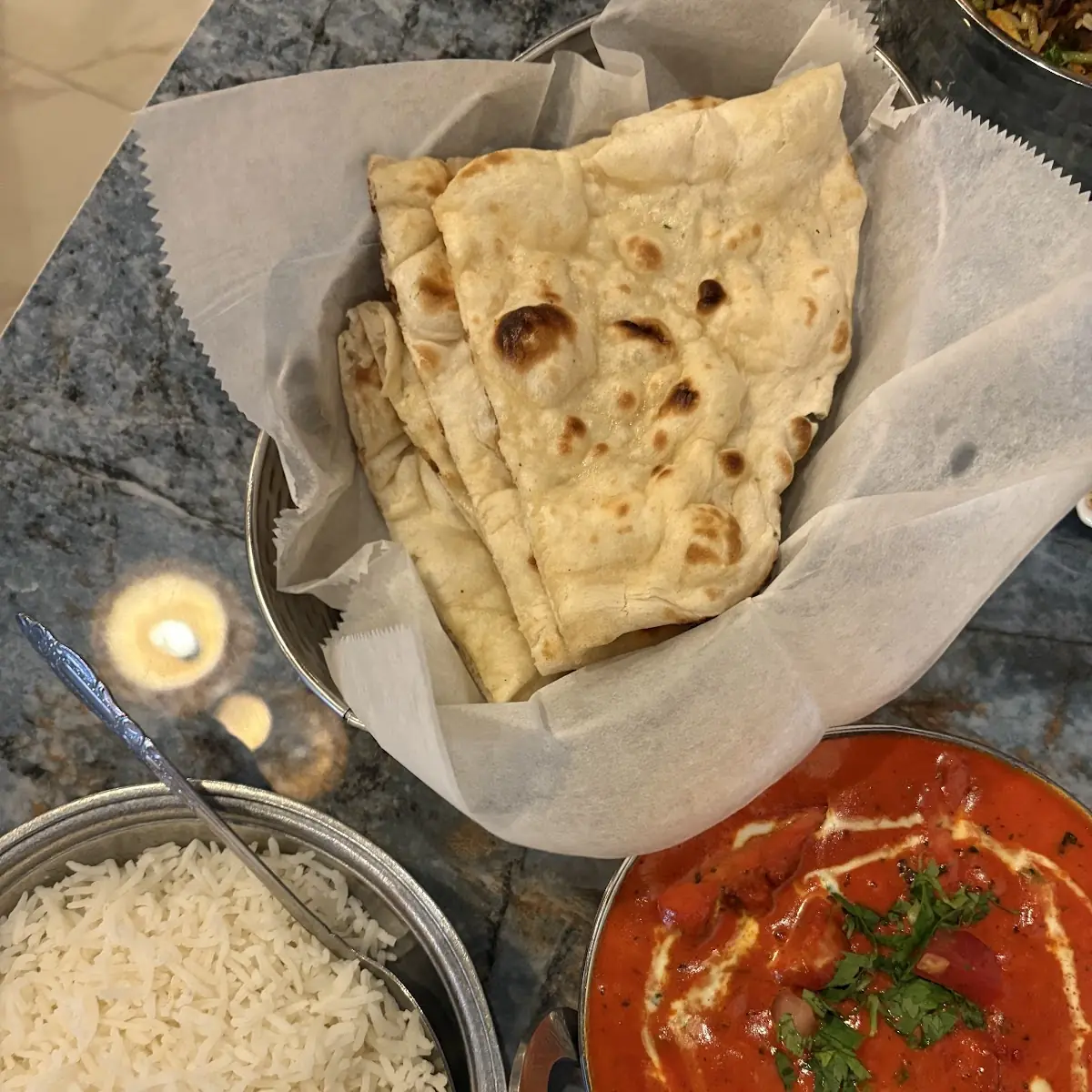 Shrimp Vindaloo and Lamb Saagwala