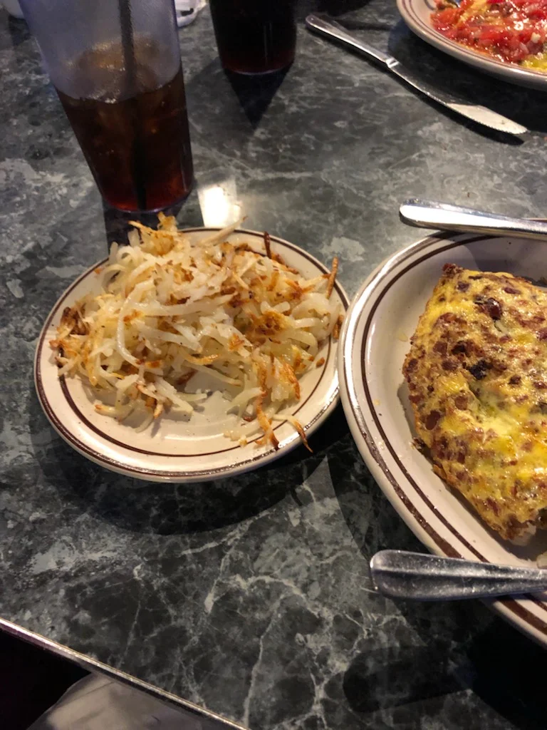 Hash Browns and Veggie Omelette