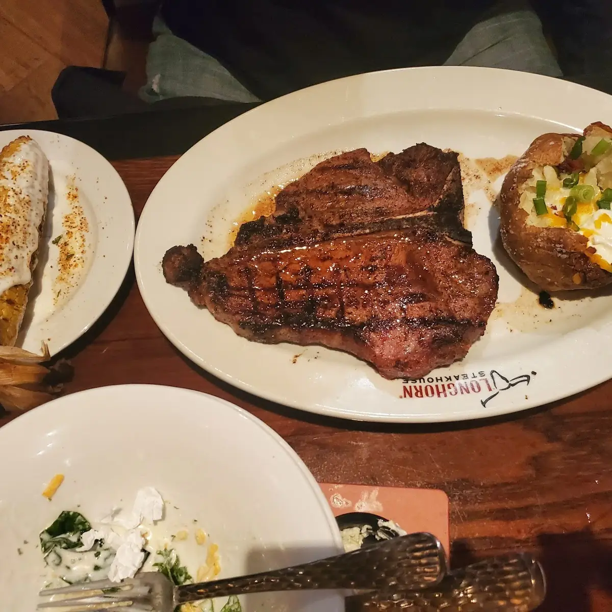 Grilled Steak with Baked Potato and Corn