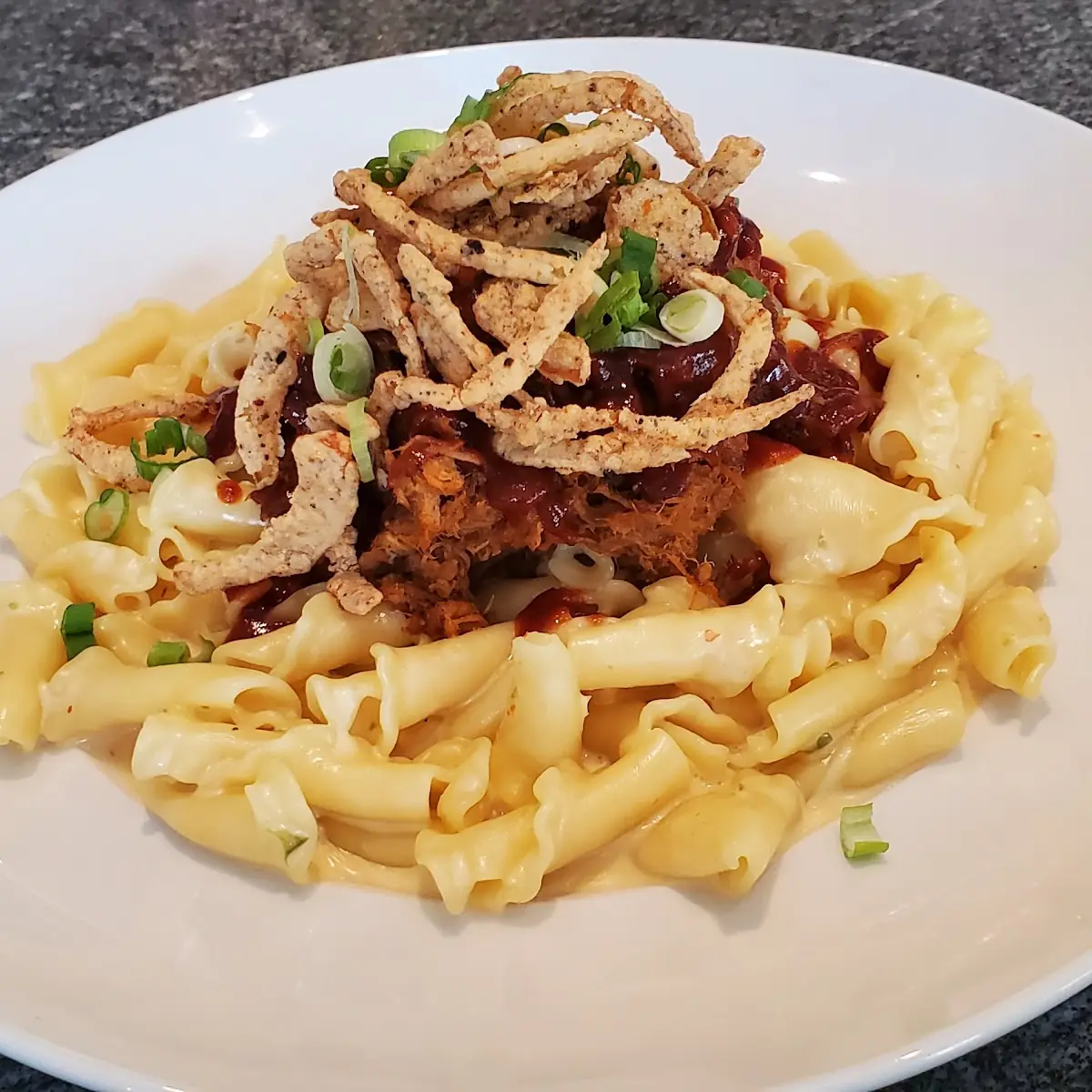 BBQ Pork Macaroni Cheese
