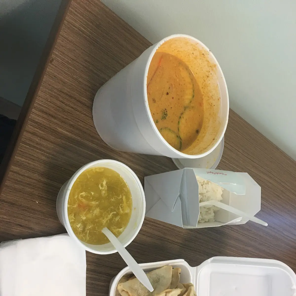 Red Curry Pot Stickers and Egg Drop Soup