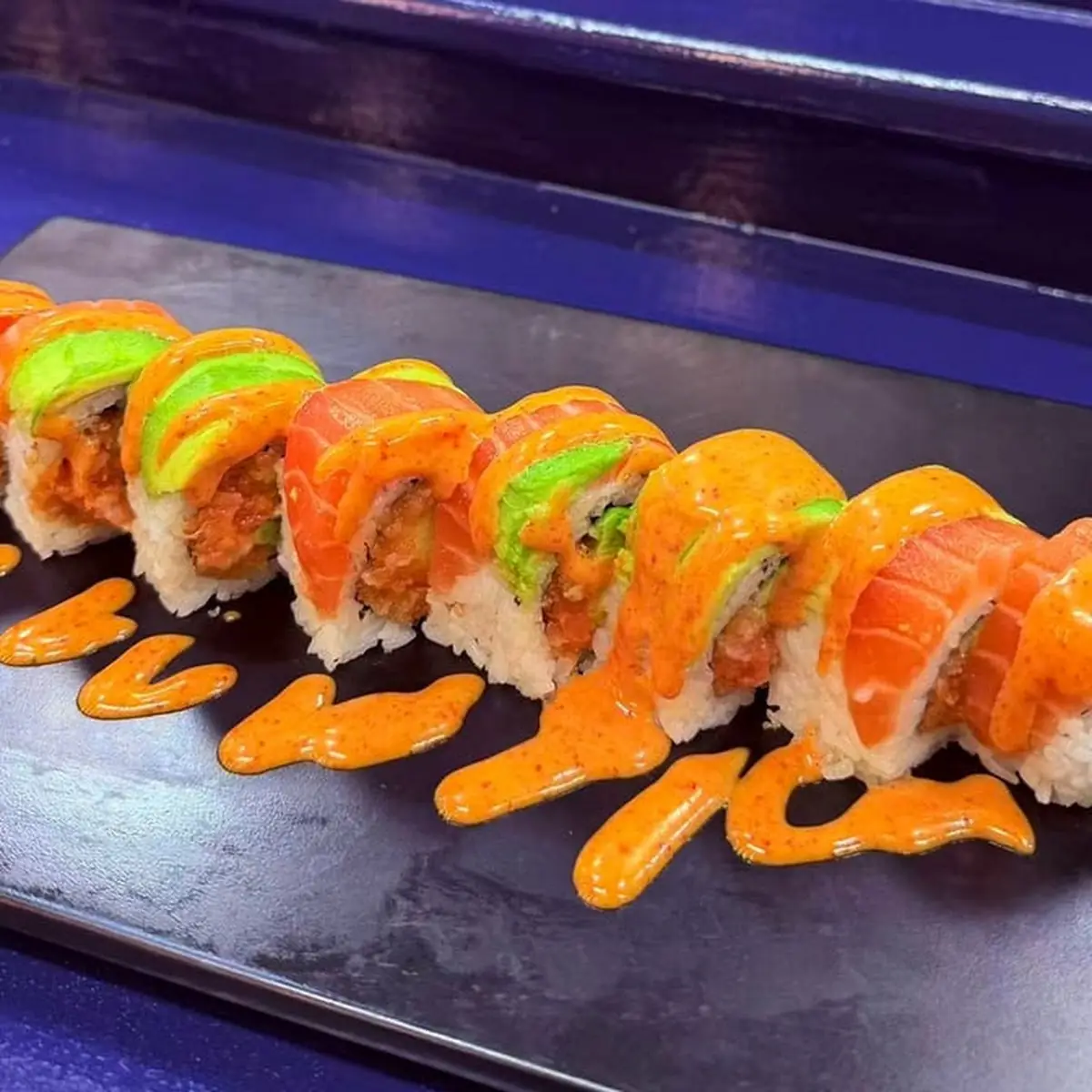 Sushi Rolls with Avocado and Sauce