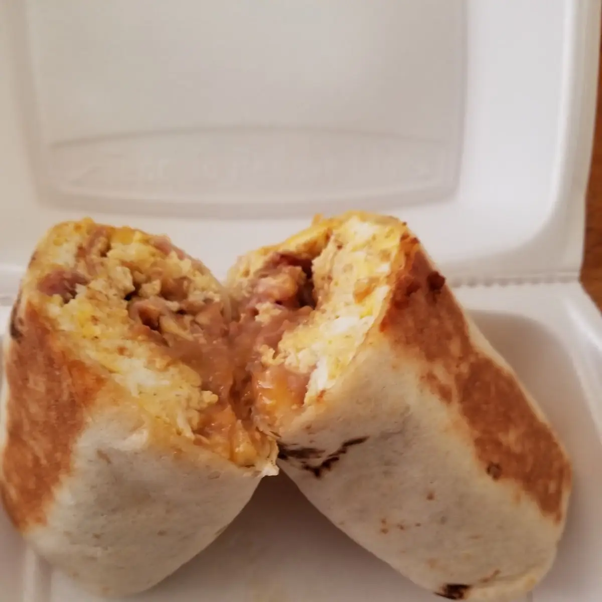 Ham Egg Cheese and Beans Breakfast Burrito