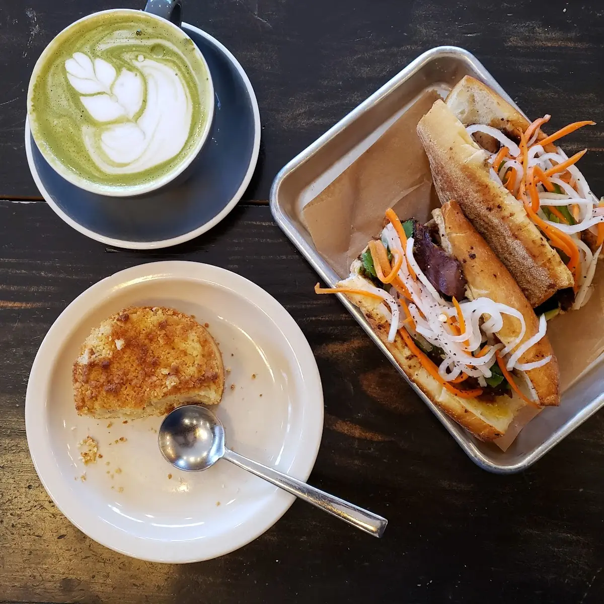 Bahn MI Green Tea Latte and Apple Tart
