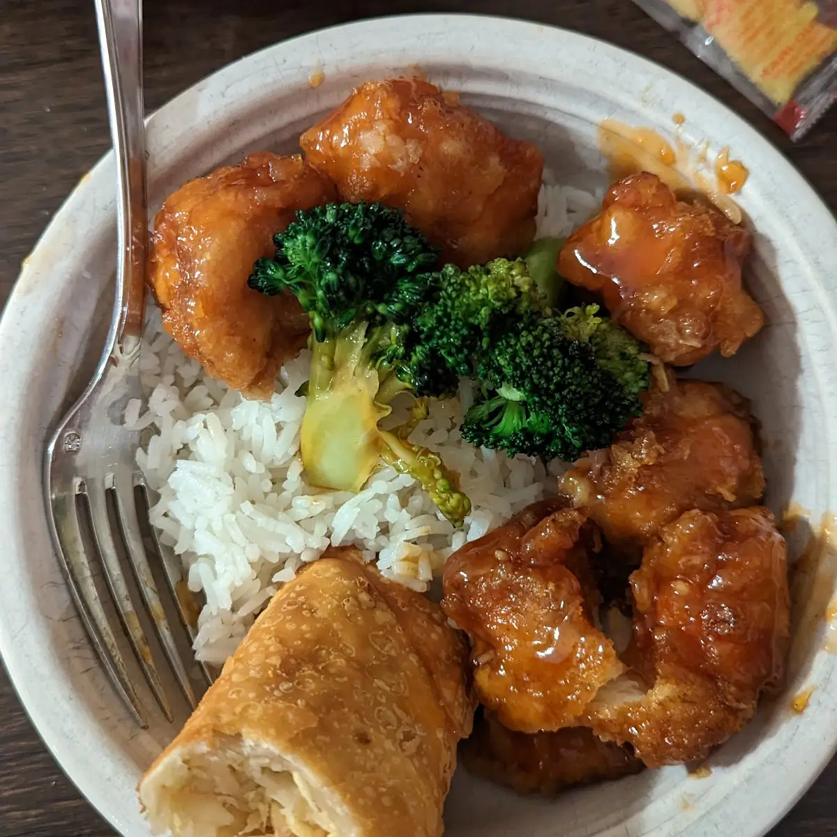 General TSO's Chicken with an Egg Roll