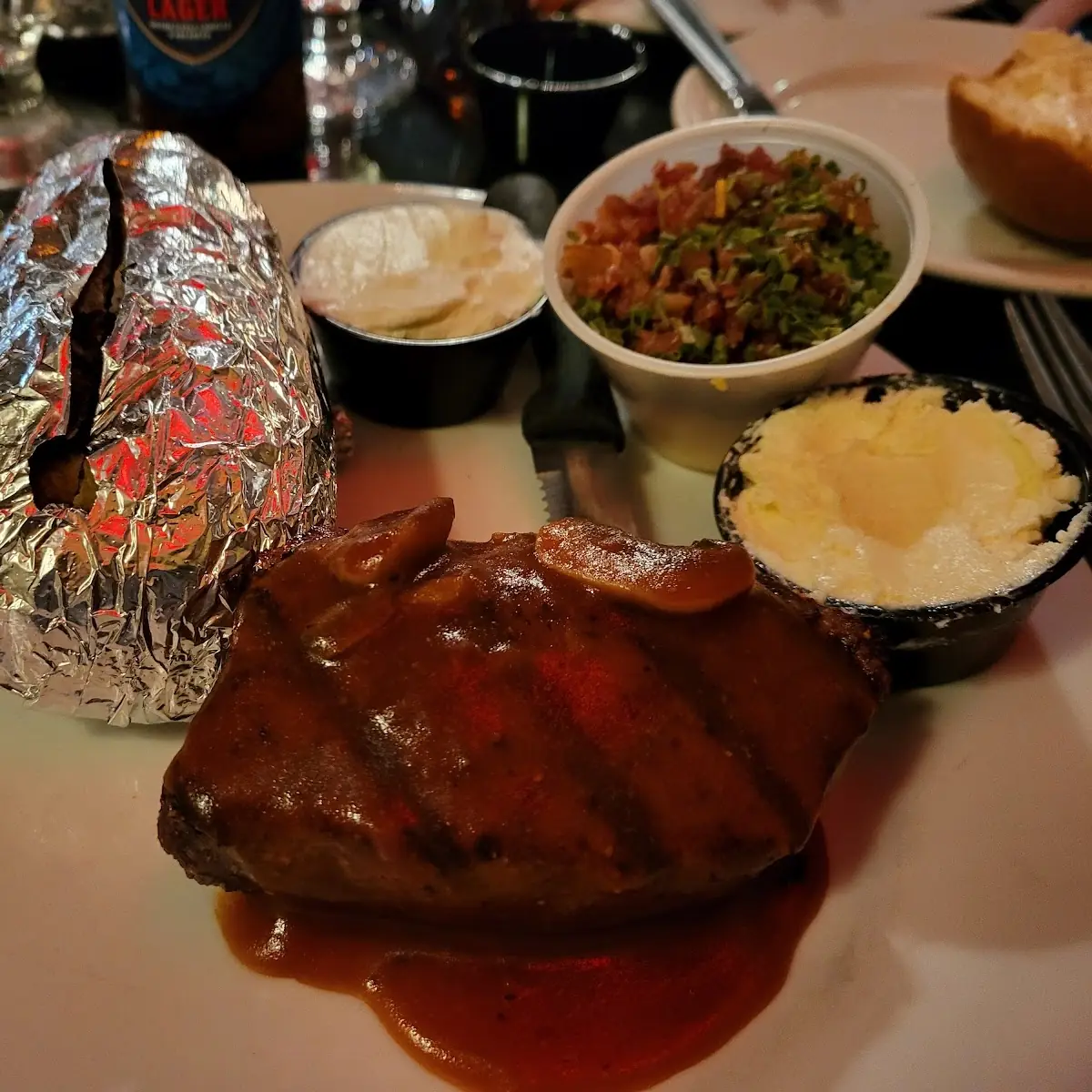 Hunter Teak with Loaded Baked Potatos