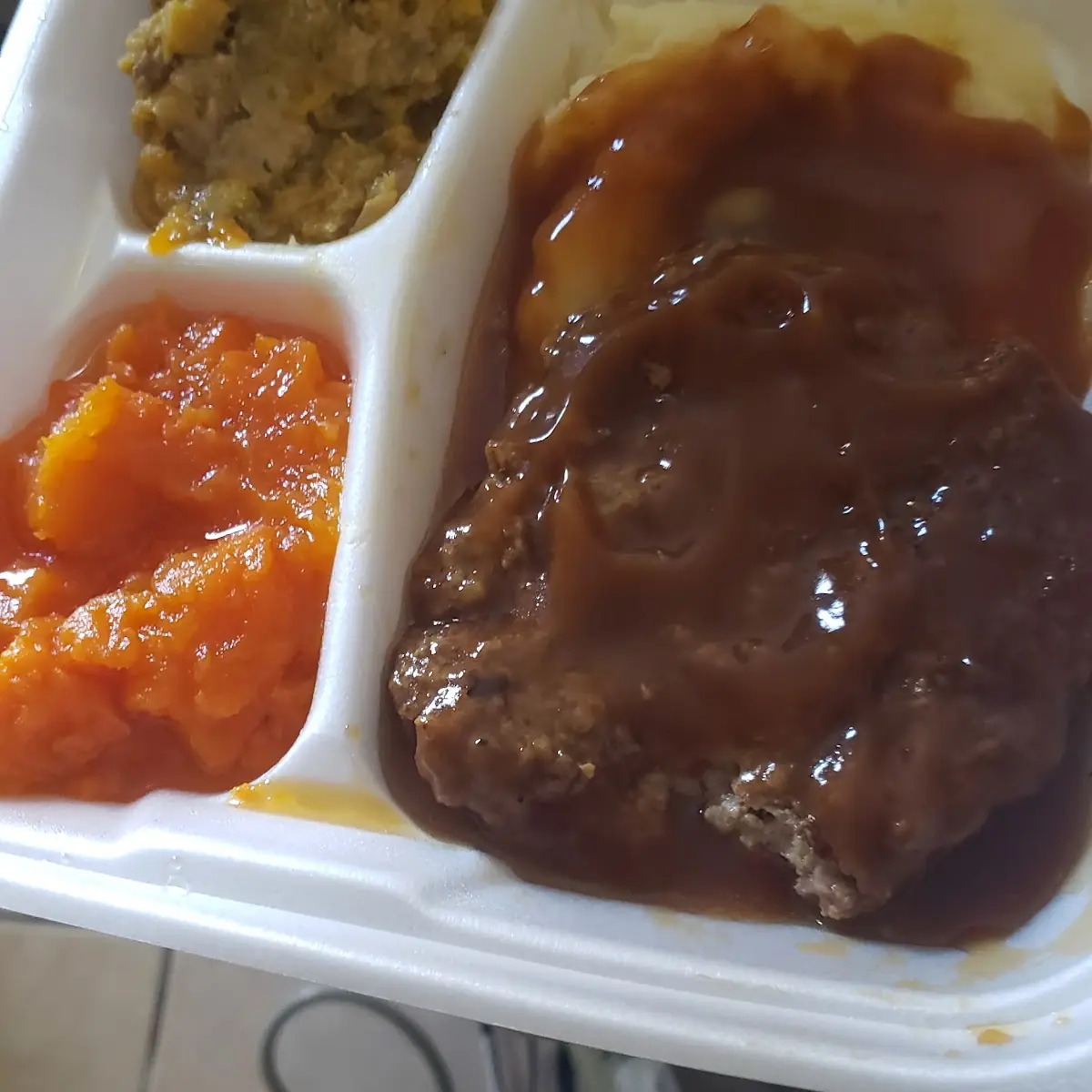 Hamburger Steak with Mashed Potatoes Served with 2 Sides