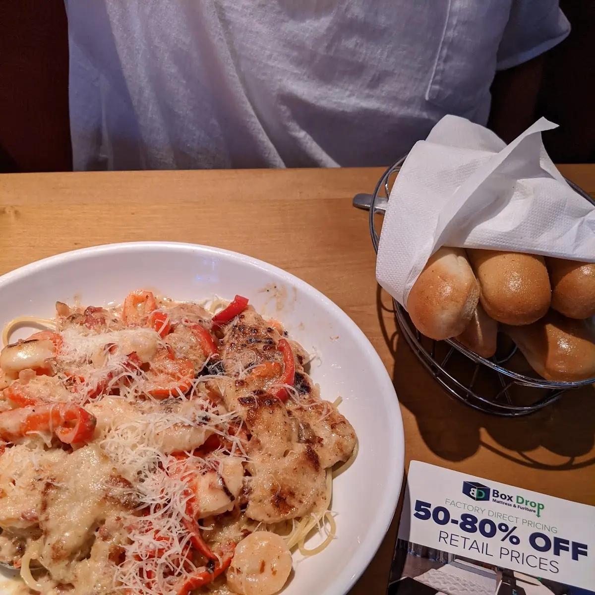 Chicken and Shrimp Carbonara Pasta