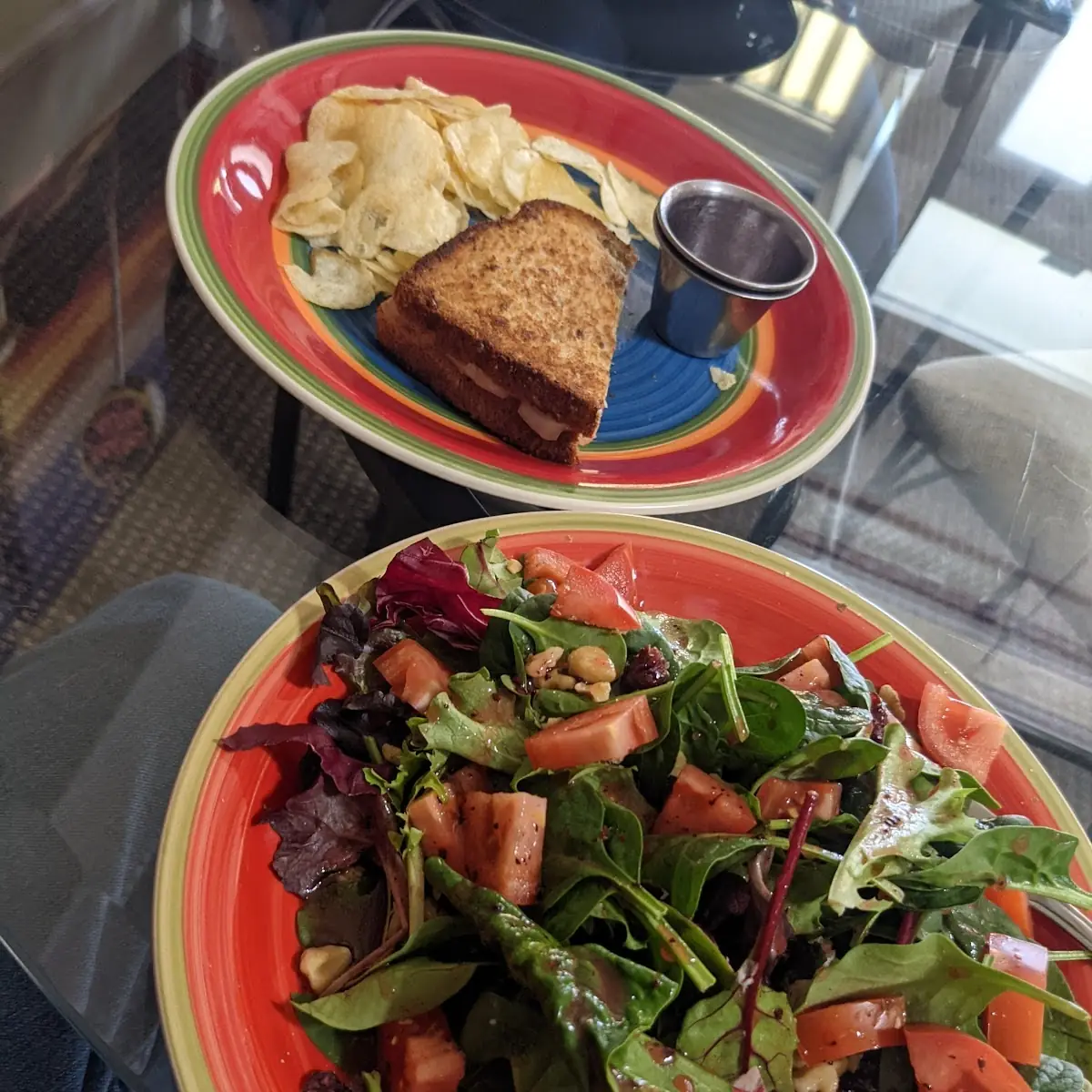Salad and Grilled Cheese Sandwich