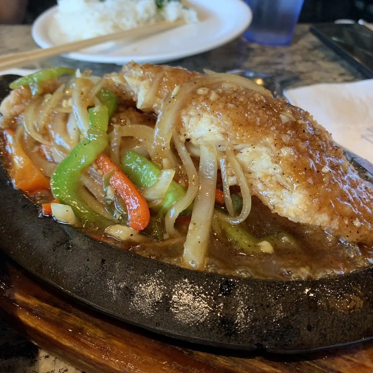 Sizzling Fish with Black Pepper Sauce