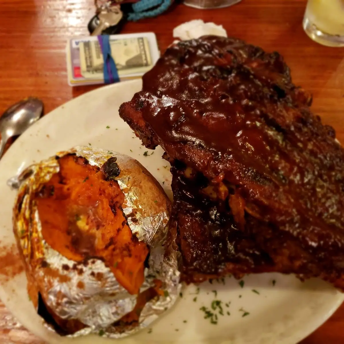 Pork Ribs w Baked Sweet Potato