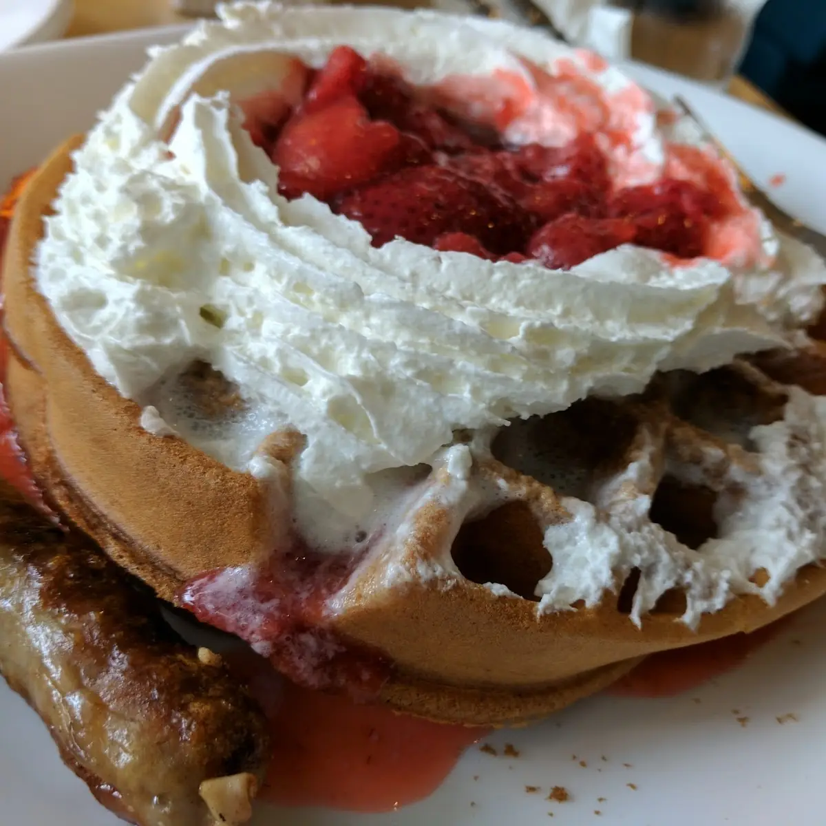 Pecan Waffle with Whipped Cream