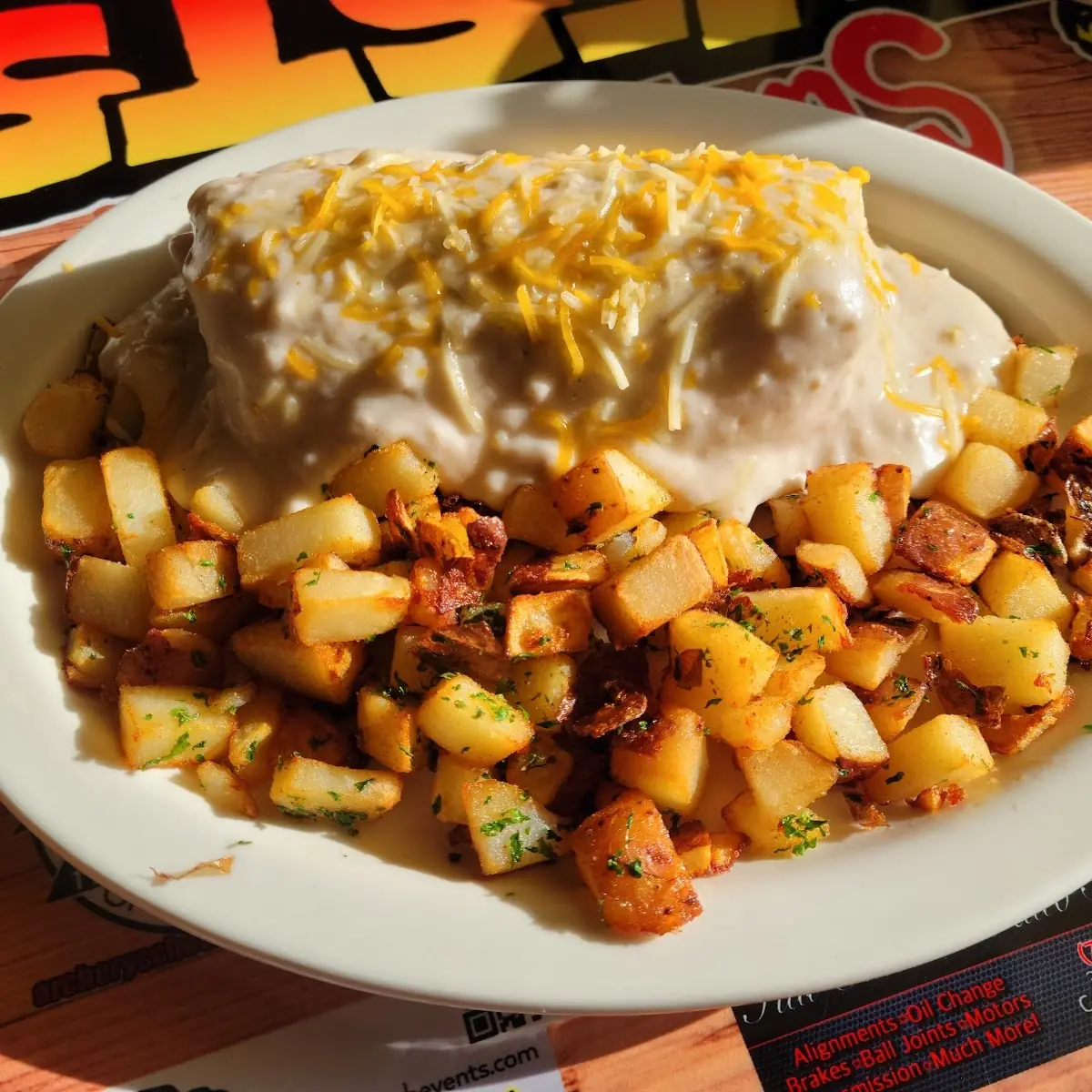 Breakfast Burrito with Gravy and Home Fries