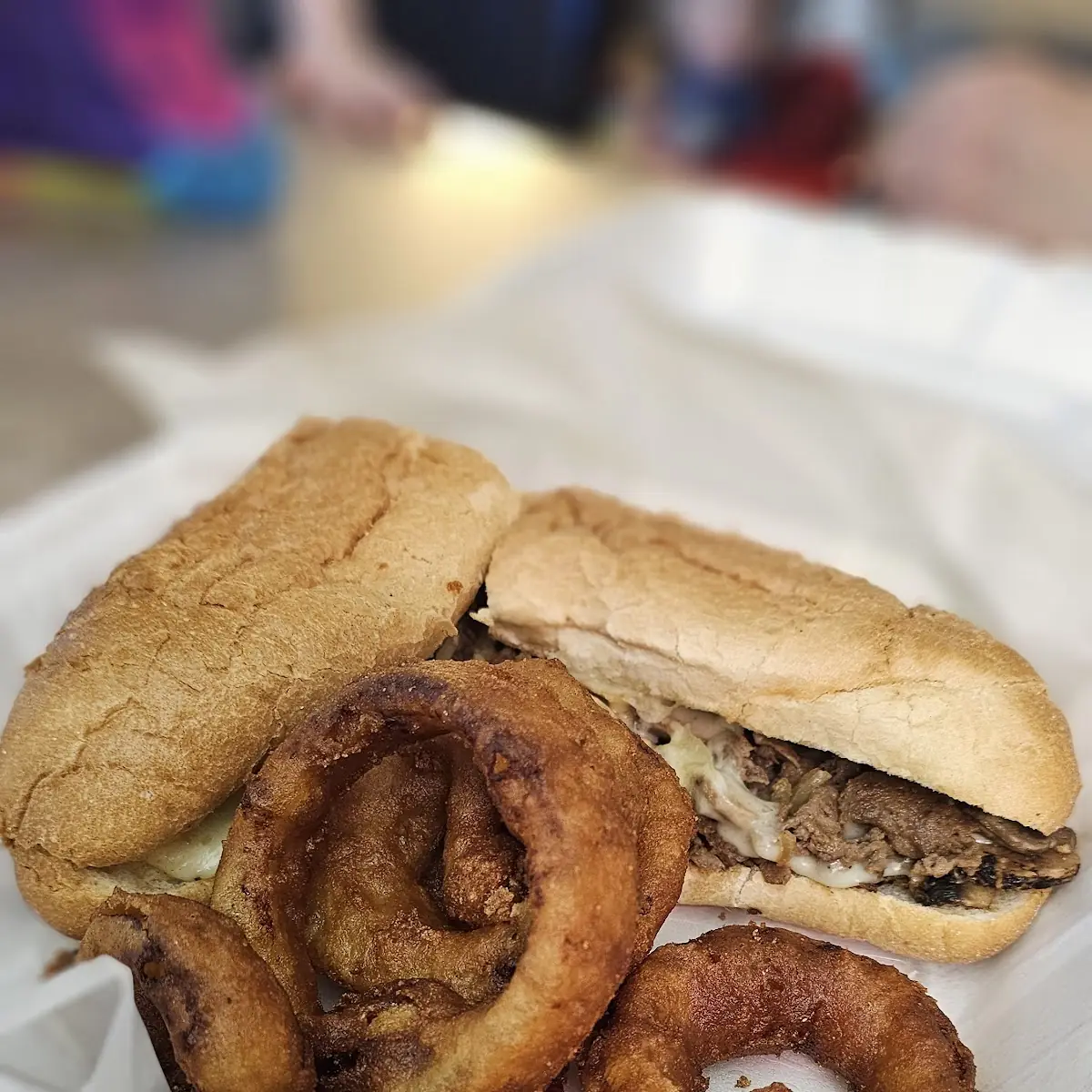 Philly Cheese Steak with Onion Rings