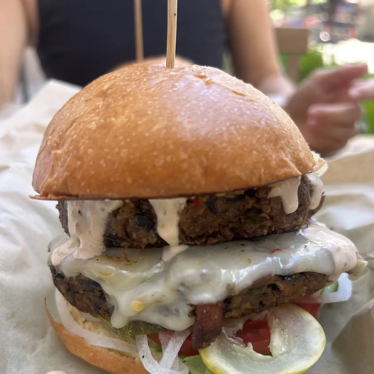 Veggie Burger with Lettuce and Tomato
