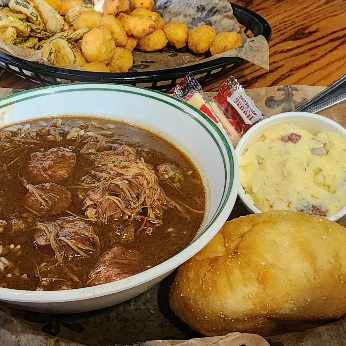 Chicken & Sausage Gumbo with Potato Salad