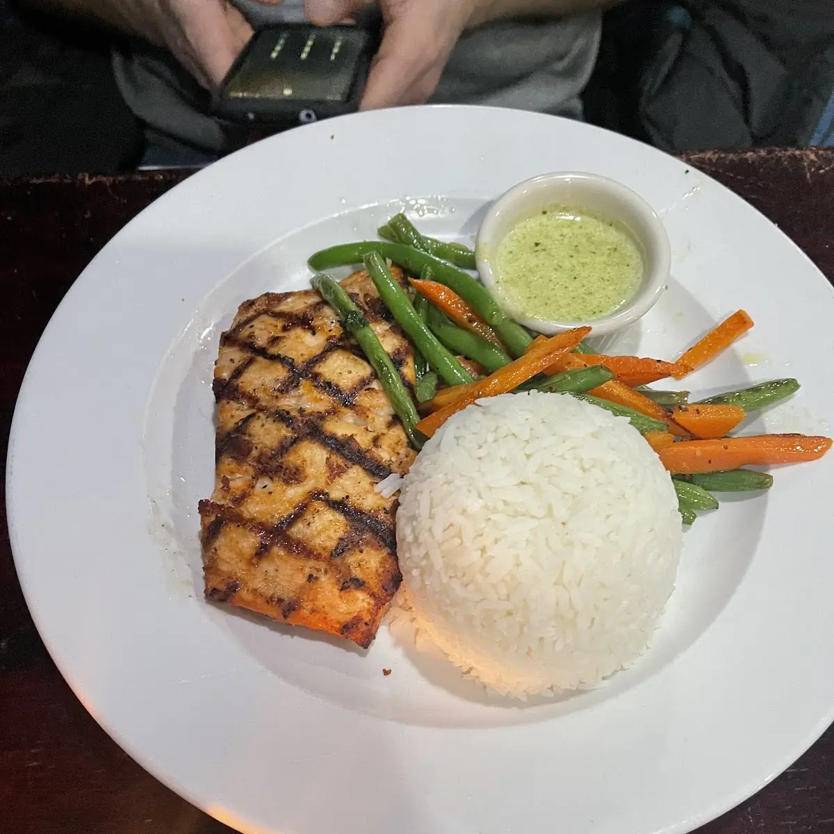 Grilled Salmon with Rice and Vegetables