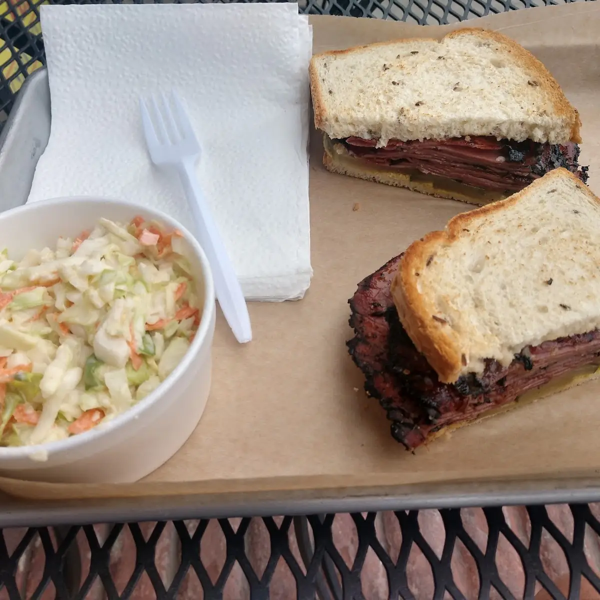 Pastrami Sandwich and Cold Slaw