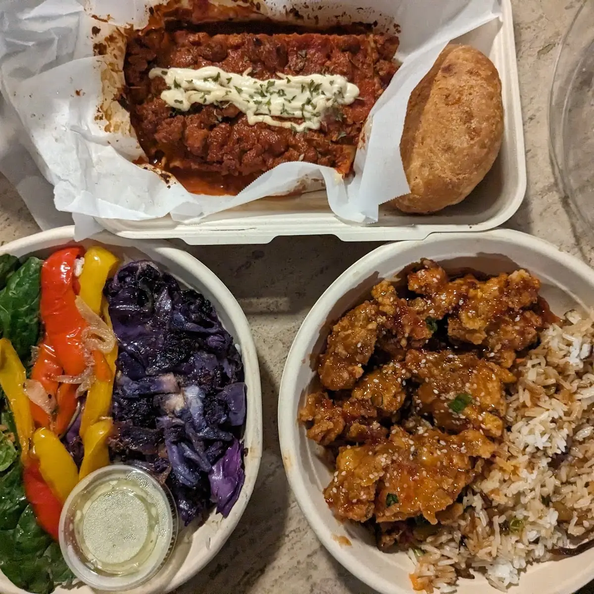 Lasagna Buddha Bowl Vegan Sesame Chikn'