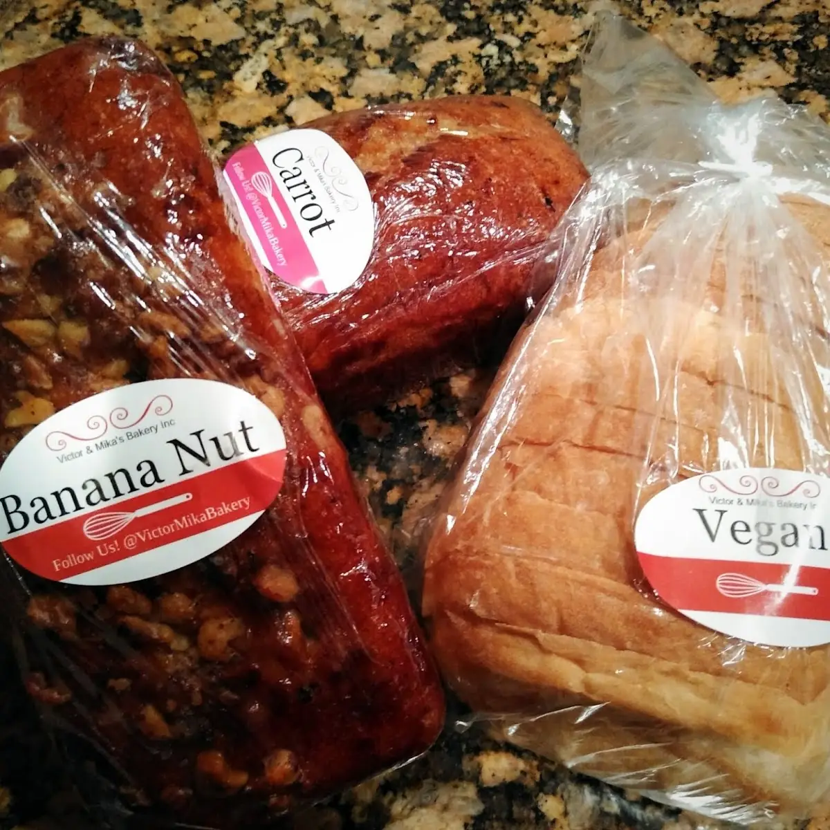Vegan Carrot Bread Banana Walnut Bread and Sliced Bread