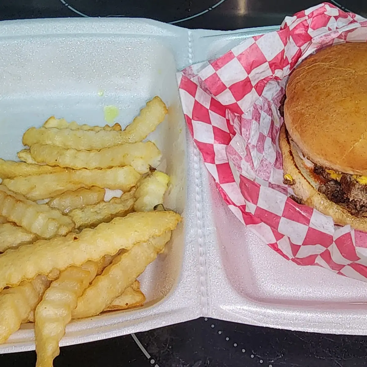Chopped Cheese Burger with Fries