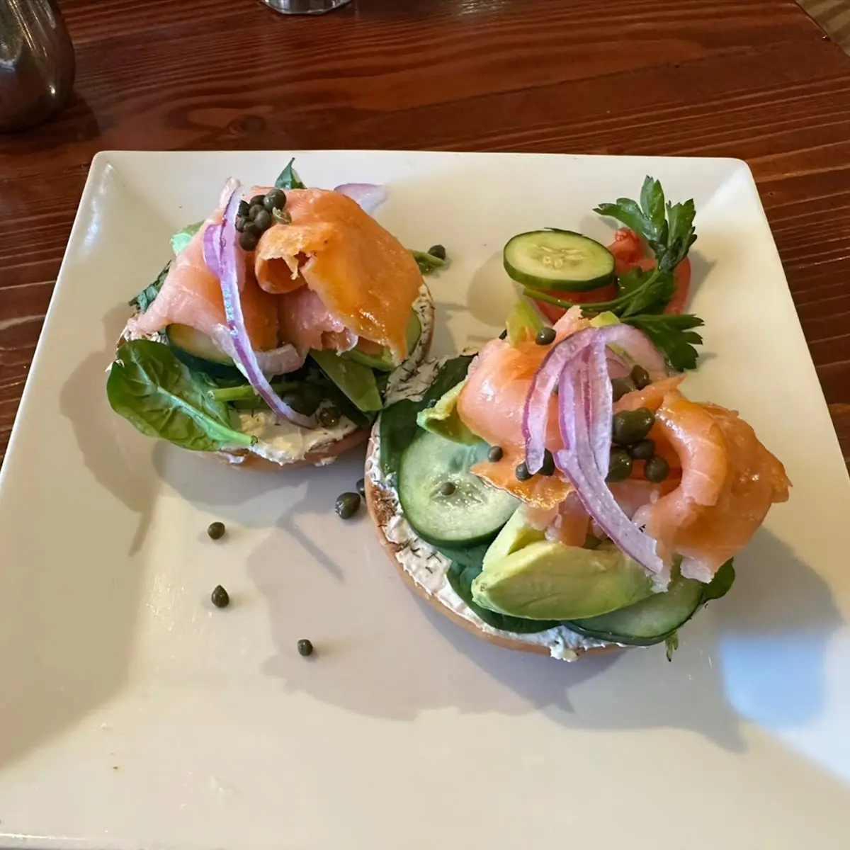Open Face Smoked Salmon Bagel