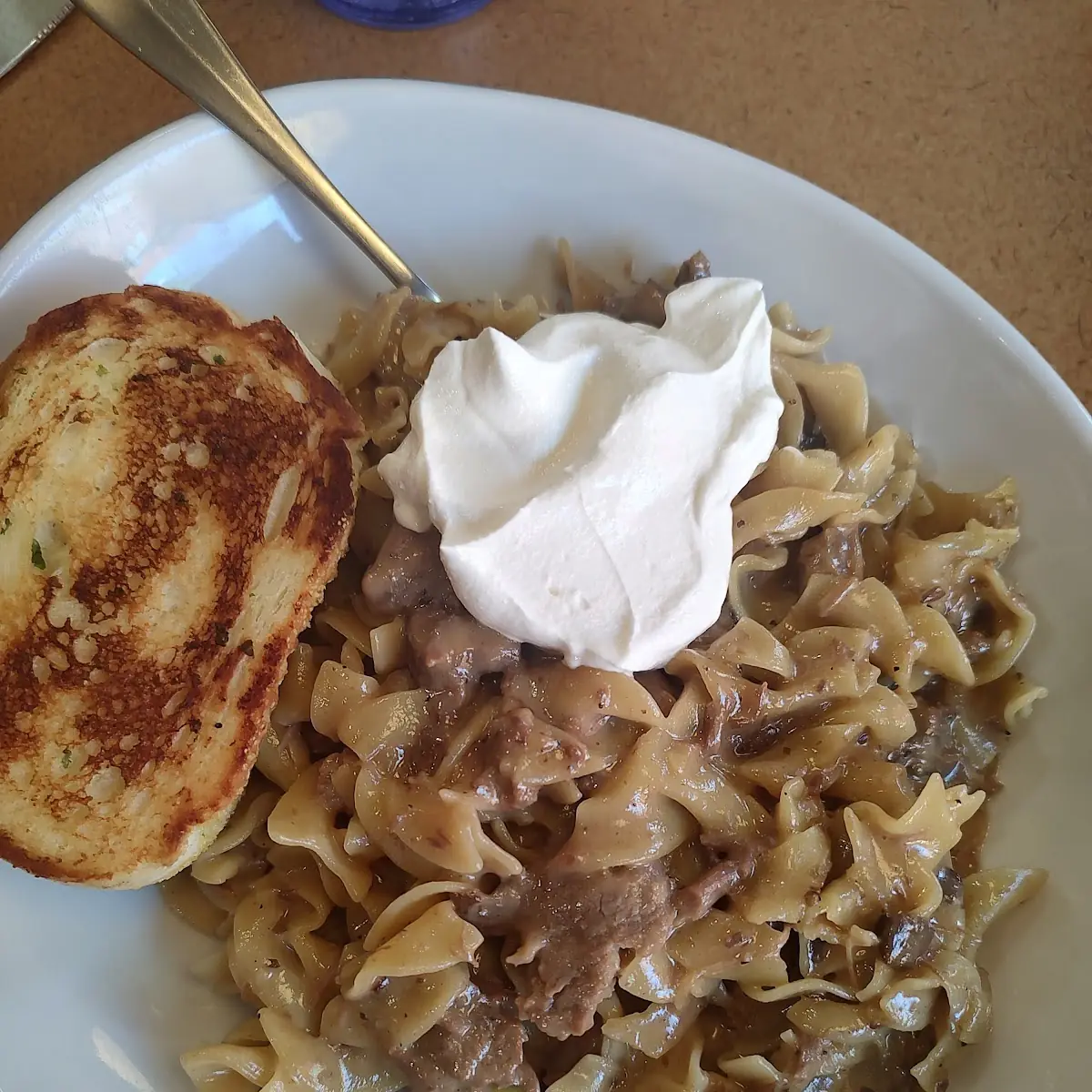 Beef Stroganoff with Garlic Bread