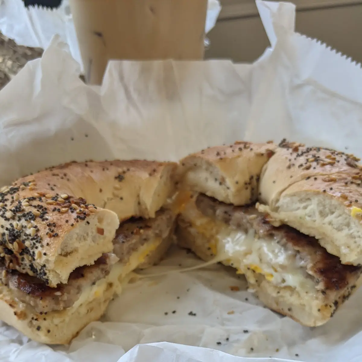 Sausage Egg and Cheese Everything Bagel