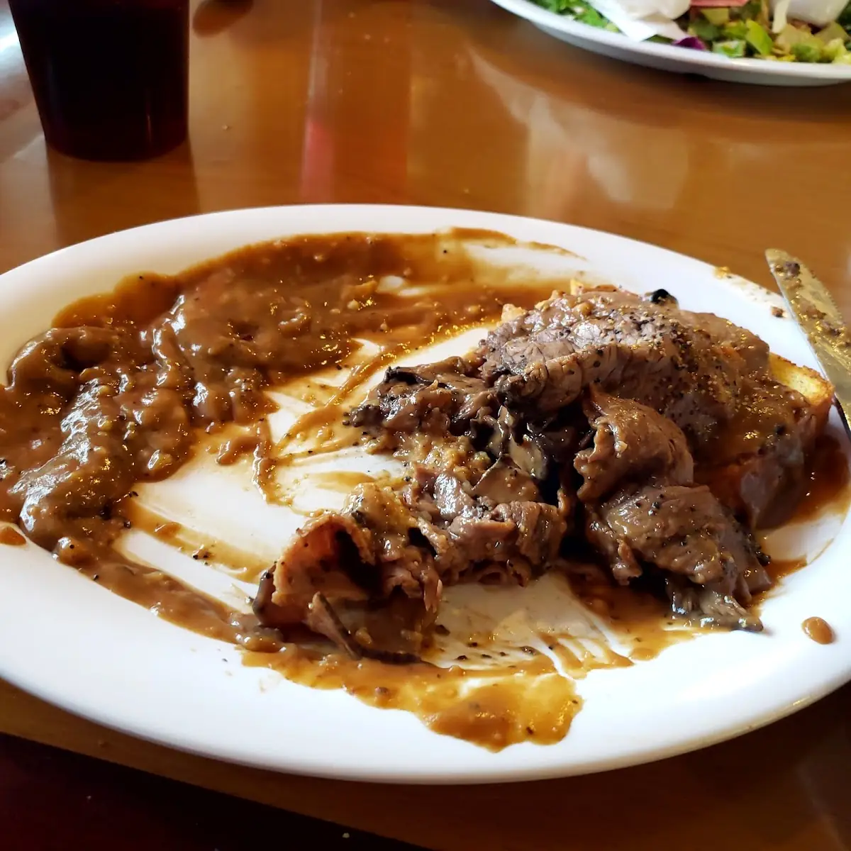 Hot Roast Beef Sandwich with Mashed Potatoes and Gravy Never Got the Mashed Potatoes