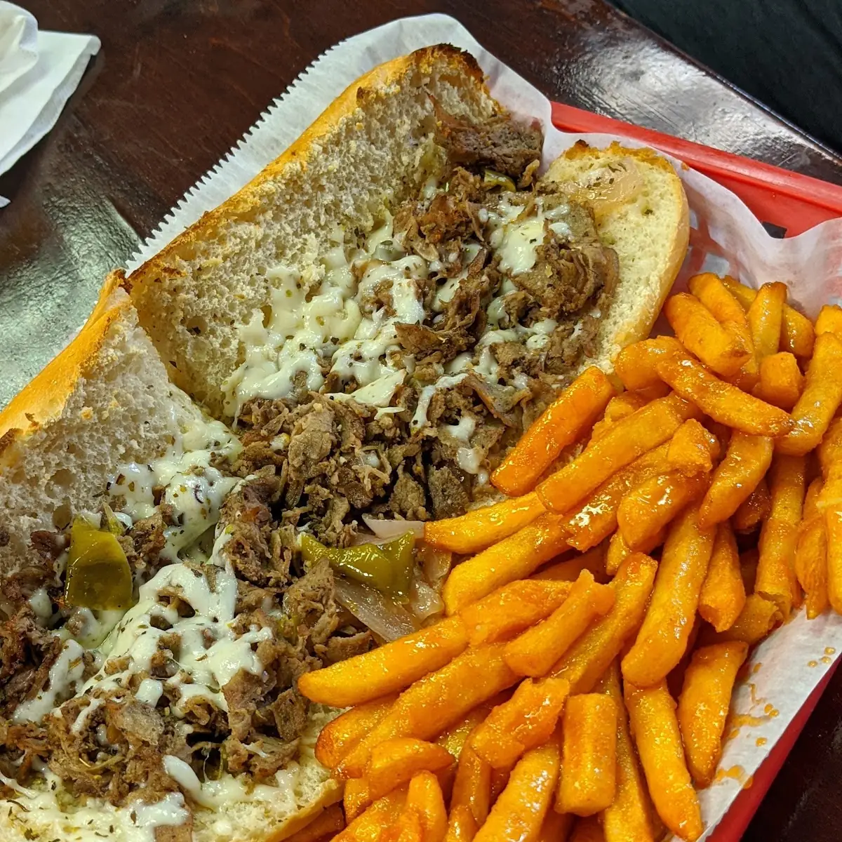 Philly Cheese Steak Sub & Hot Fries