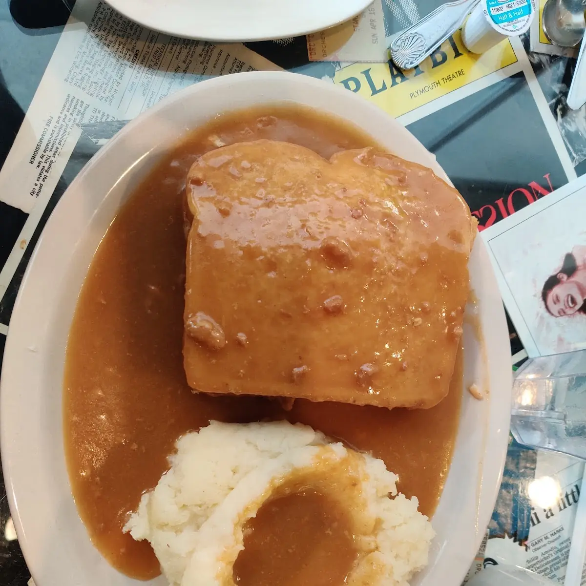 Hot Turkey Sandwich with Mashed Potatoes and Gravy