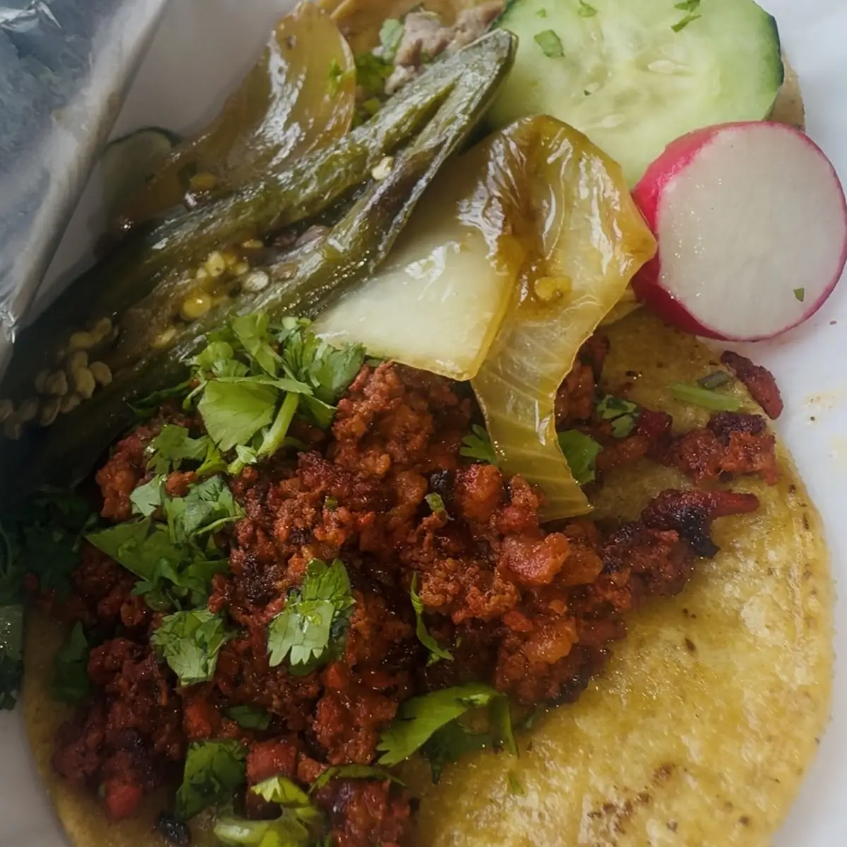 Chorizo and Carnitas Tacos