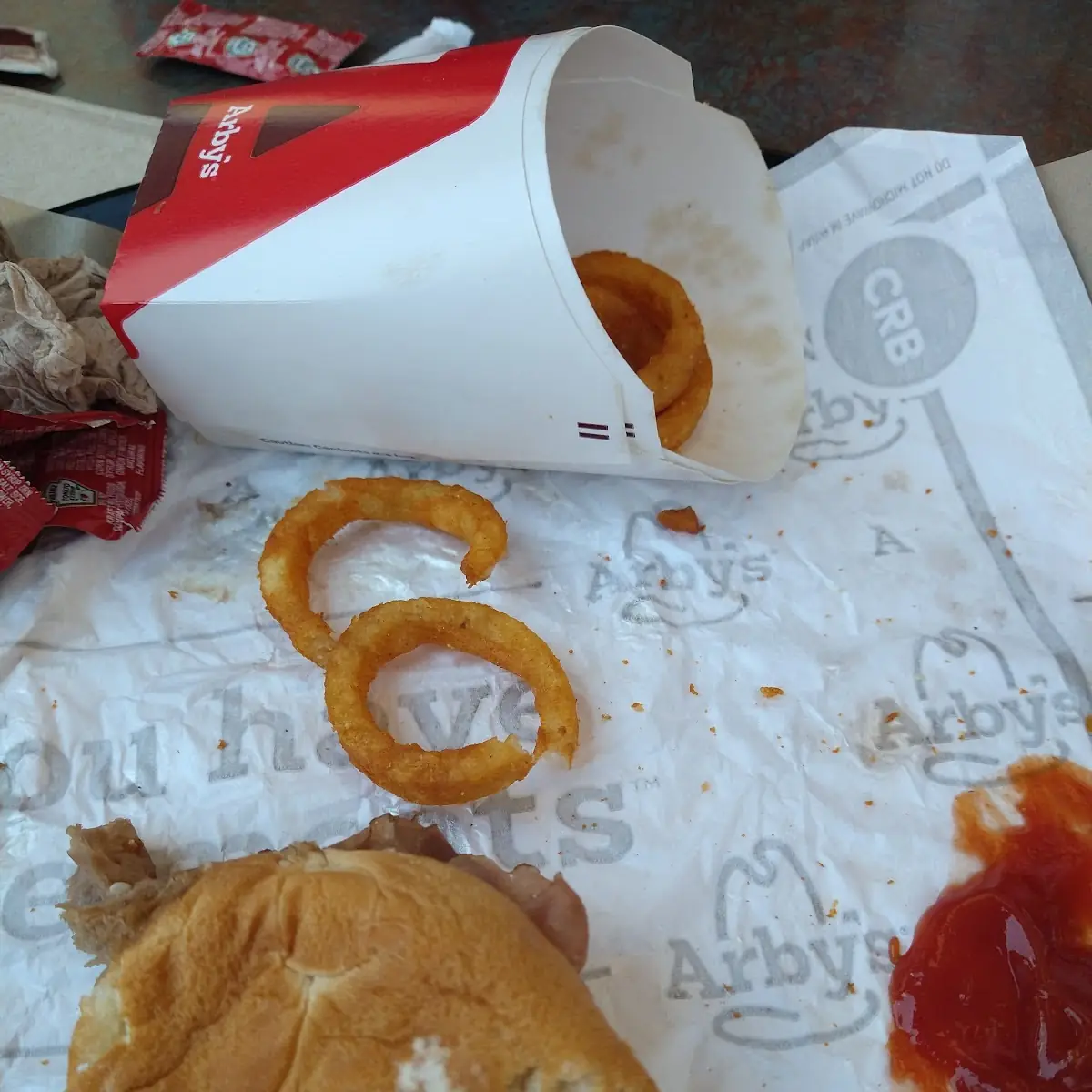 Roast Beef Sandwich and Onion Rings