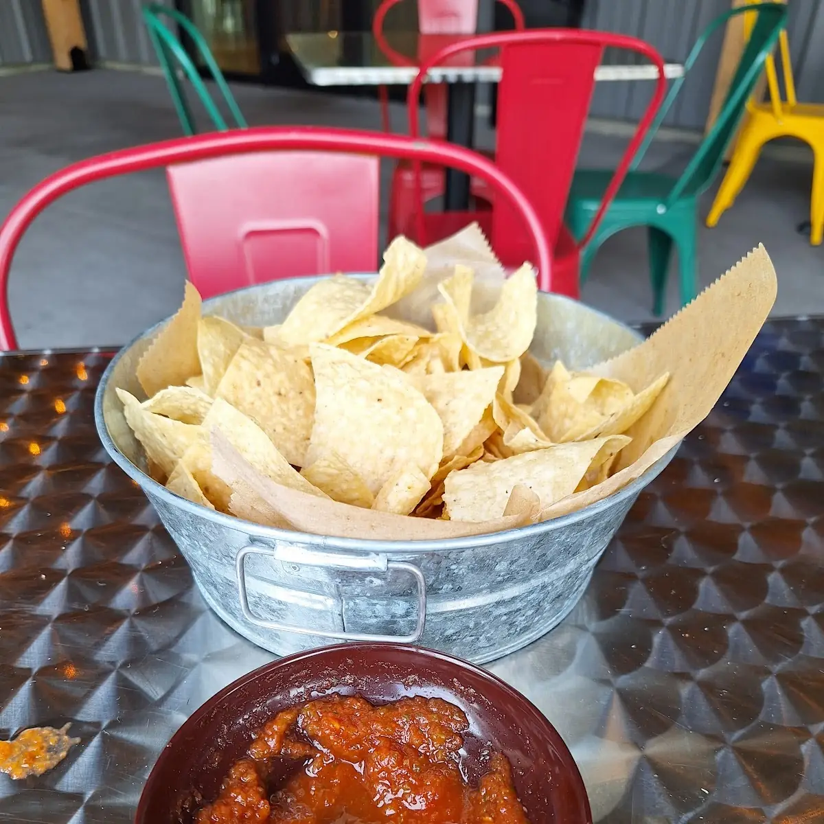 Chips and Salsa and Queso Dip